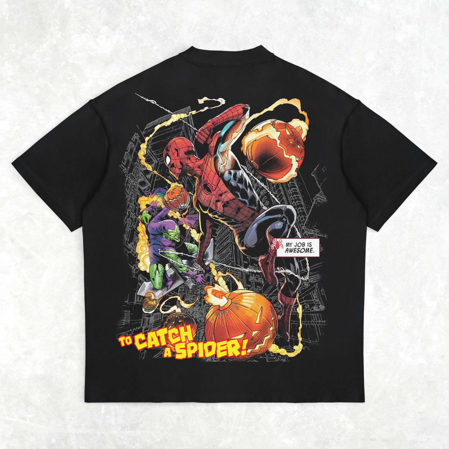 SPIDERMAN VS GREEN GOBLIN HEAVYWEIGHT TEE